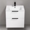 White Vanity, Wall Mounted, Modern, 24 Inch